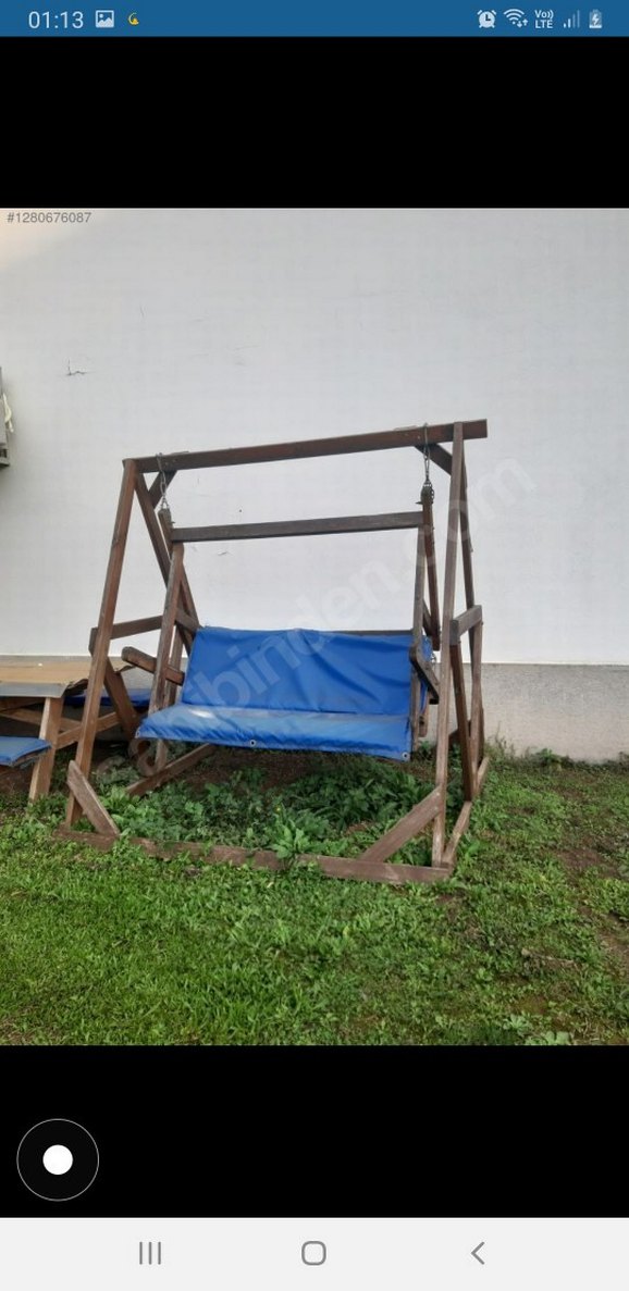 Ahşap 3 kişilk salıncak ve masa seti - Görsel 2