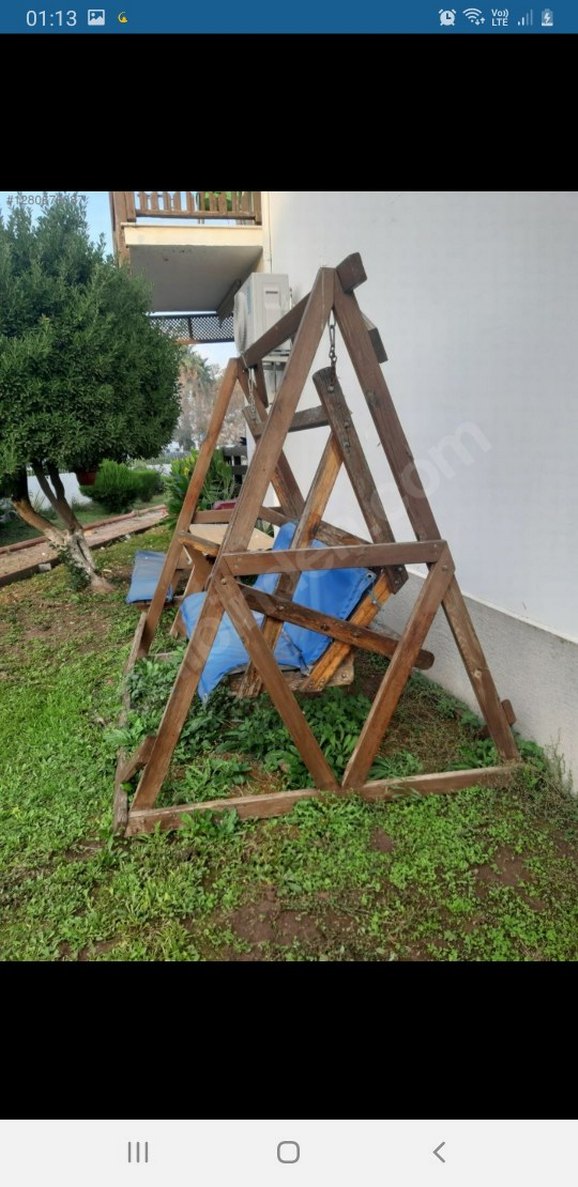 Ahşap 3 kişilk salıncak ve masa seti - Görsel 4