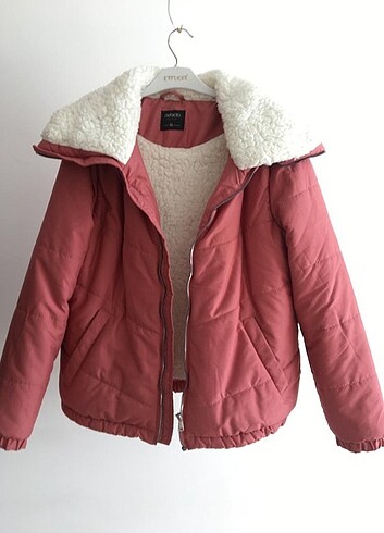 Yünlü pembe şık Mont 