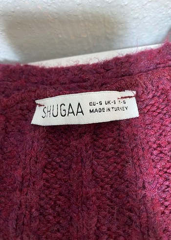 Bordo Düğmeli Triko Hırka - Görsel 4