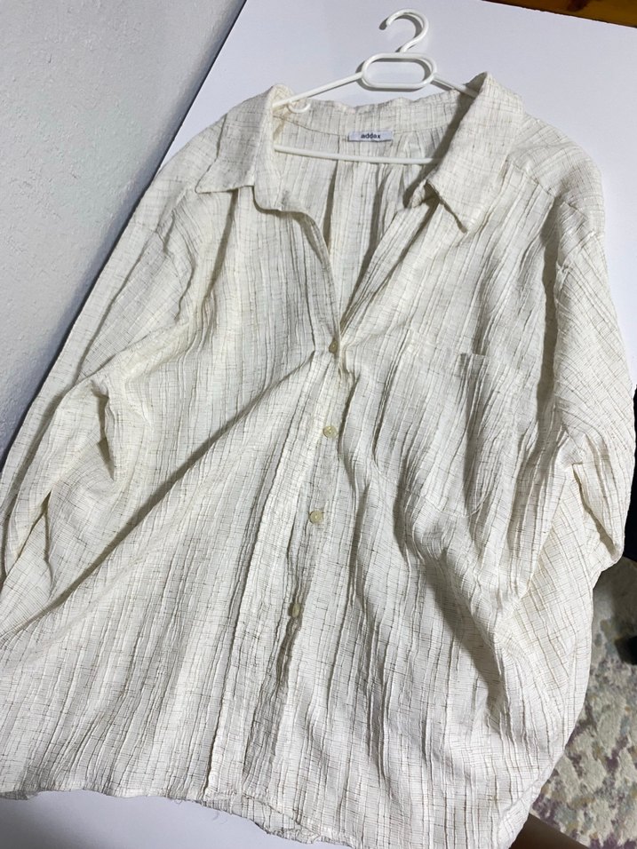 Addax Beyaz Keten Kadın Gömlek - Görsel 3