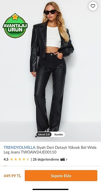 milla deri detayli wide leg jean