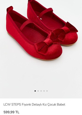 kırmızı Kadife Fiyonk Detaylı Kız Babet - Görsel 4