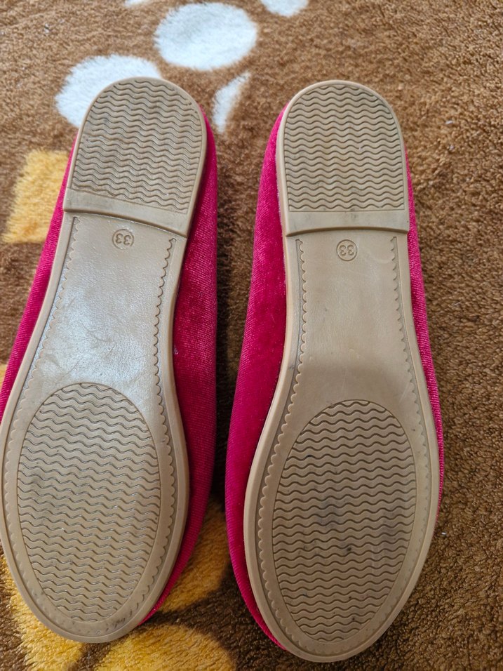 kırmızı Kadife Fiyonk Detaylı Kız Babet - Görsel 3