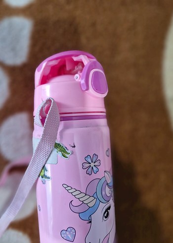 Pembe Unicorn Desenli Çocuk Termos suluk - Görsel 3