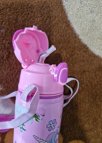 Pembe Unicorn Desenli Çocuk Termos suluk - Görsel 4