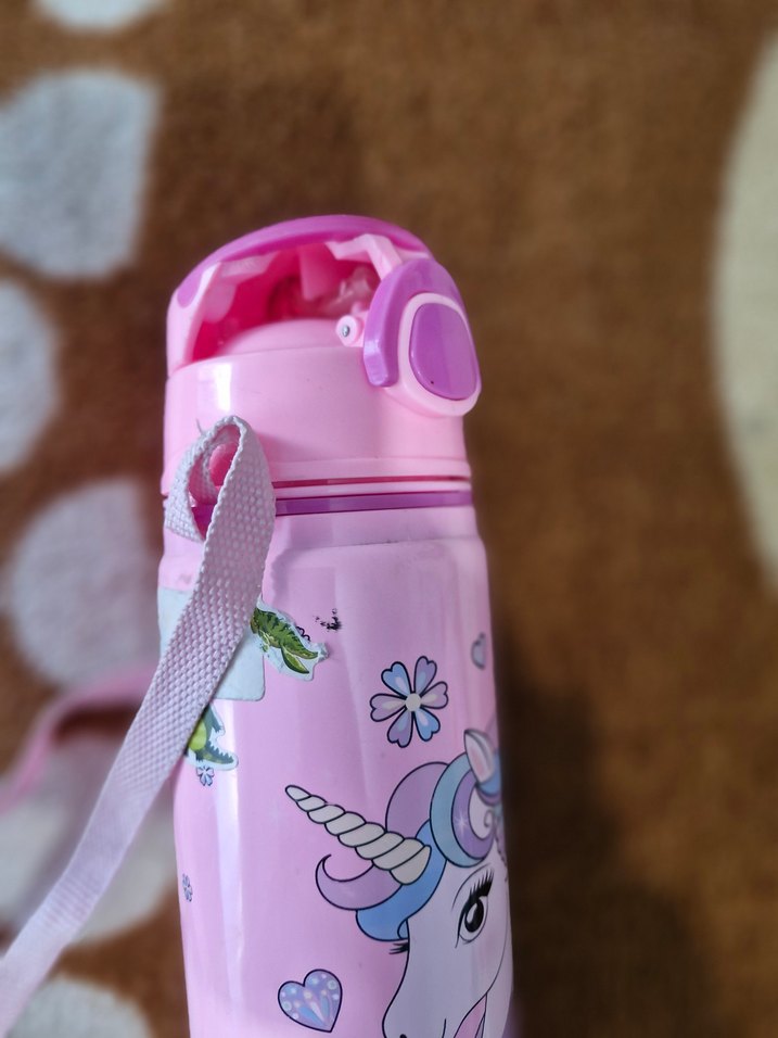 Pembe Unicorn Desenli Çocuk Termos suluk - Görsel 3