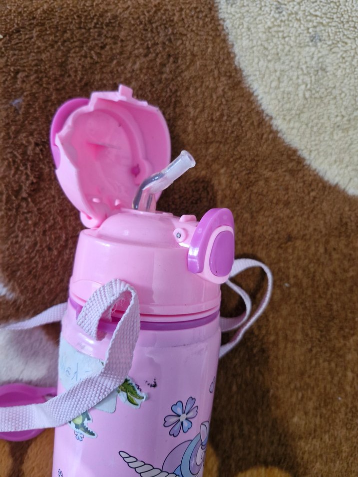 Pembe Unicorn Desenli Çocuk Termos suluk - Görsel 4