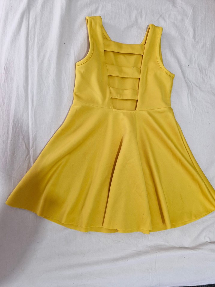 Sarı Kolsuz Kız Çocuk Elbise - Görsel 2