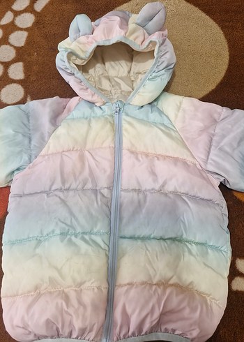 Kız Çocuk Çok Renkli Kapüşonlu Mont - Görsel 3