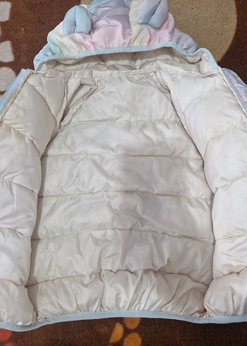 Kız Çocuk Çok Renkli Kapüşonlu Mont - Görsel 5