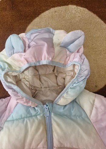 Kız Çocuk Çok Renkli Kapüşonlu Mont - Görsel 2