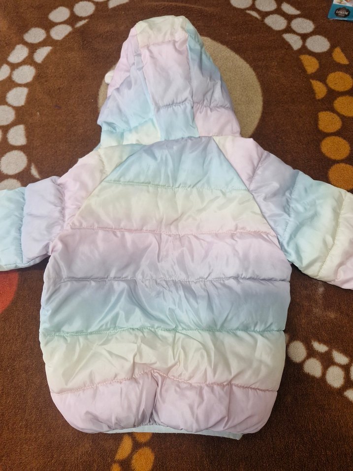 Kız Çocuk Çok Renkli Kapüşonlu Mont - Görsel 4