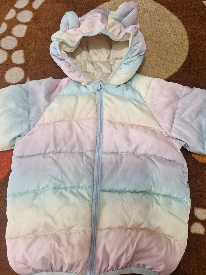 Kız Çocuk Çok Renkli Kapüşonlu Mont - Görsel 3