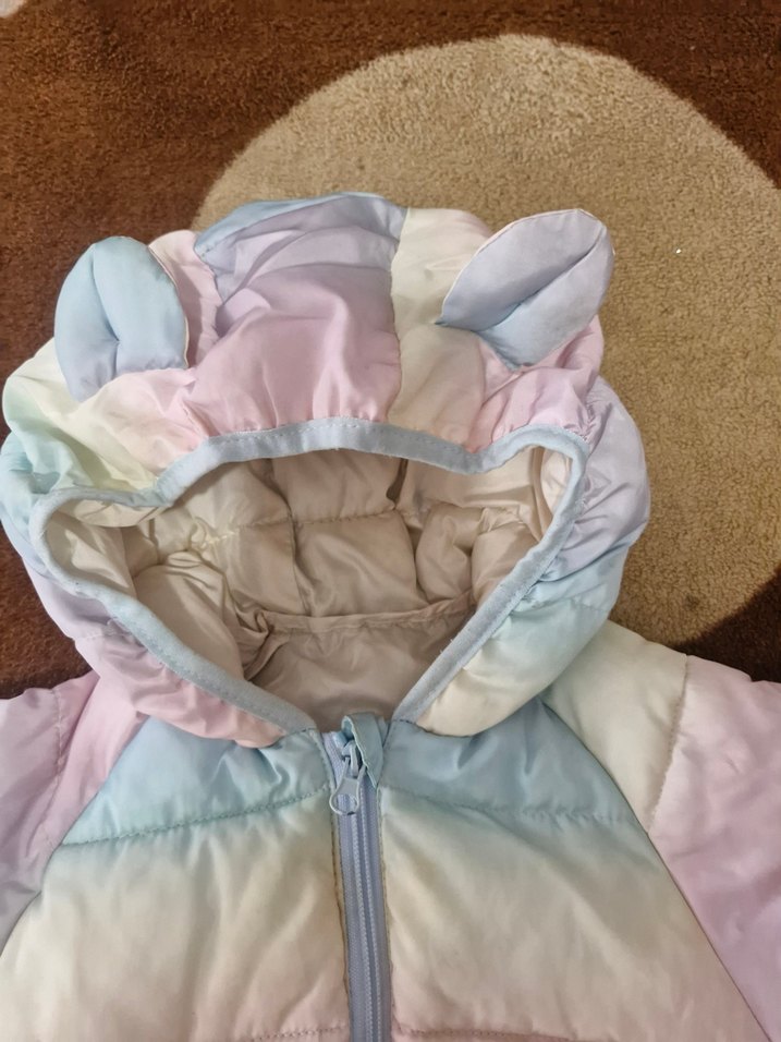 Kız Çocuk Çok Renkli Kapüşonlu Mont - Görsel 2