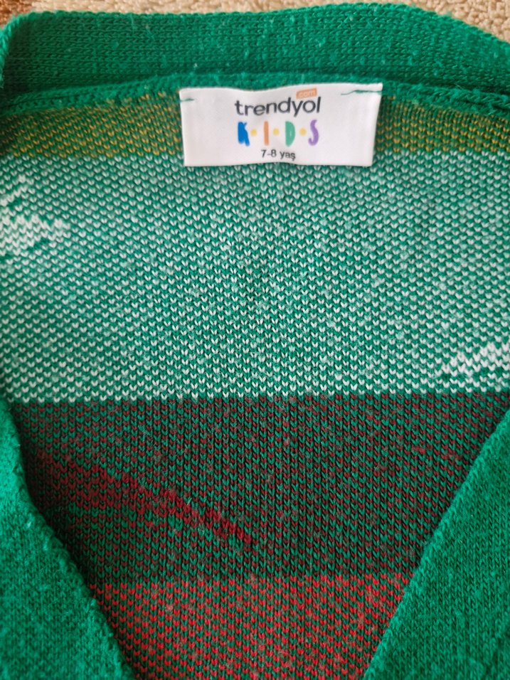 Renkli Dinozor Desenli Örgü Hırka - Görsel 2