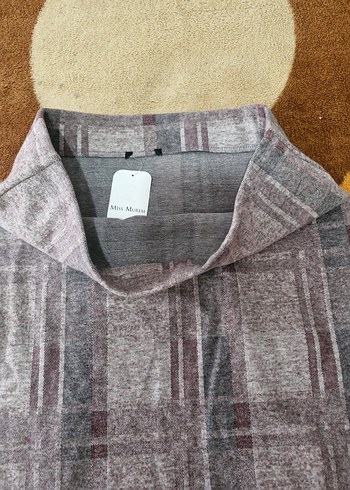 Gri bordo Kadın Midi Örgü Etek - Görsel 2