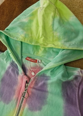 Kız Çocuk Kapüşonlu Fermuarlı Batik Sweatshirt - Görsel 2