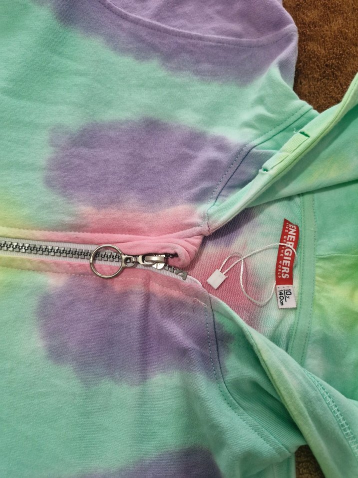 Kız Çocuk Kapüşonlu Fermuarlı Batik Sweatshirt - Görsel 3