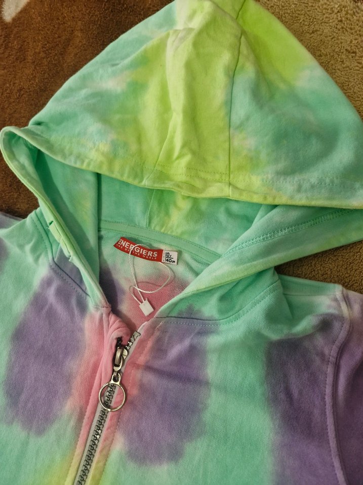 Kız Çocuk Kapüşonlu Fermuarlı Batik Sweatshirt - Görsel 2