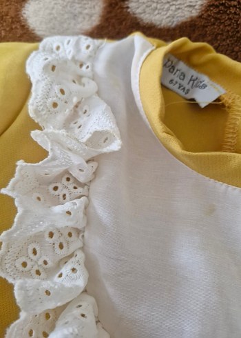 Uzun Kollu Sarı Fırfırlı Kız Çocuk Elbisesi - Görsel 4