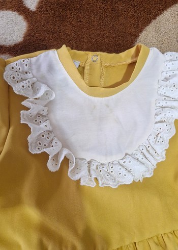 Uzun Kollu Sarı Fırfırlı Kız Çocuk Elbisesi - Görsel 5