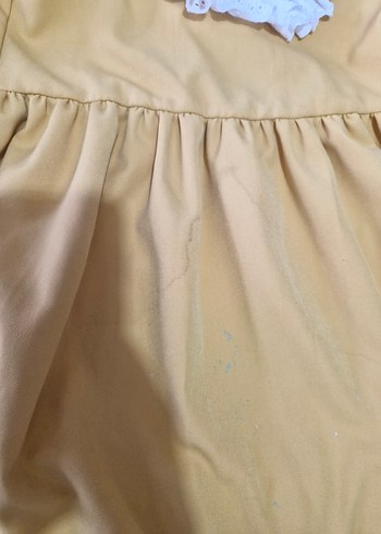 Uzun Kollu Sarı Fırfırlı Kız Çocuk Elbisesi - Görsel 6