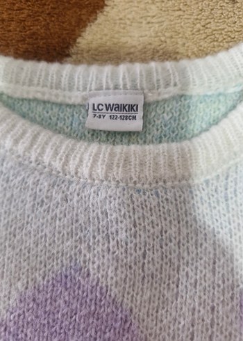 Kız Çocuk Renkli Kalp Desenli Triko Kazak - Görsel 2