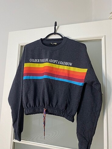 s Beden gri Renk Crop Sweatshırt