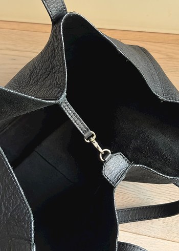 Mango Gerçek Deri Siyah Tote Çanta - Görsel 4