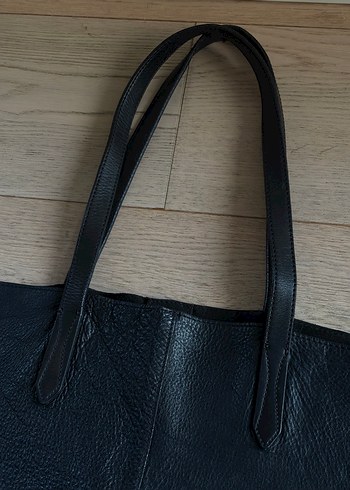 Mango Gerçek Deri Siyah Tote Çanta - Görsel 3