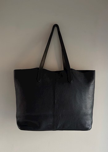 Mango Gerçek Deri Siyah Tote Çanta - Görsel 2