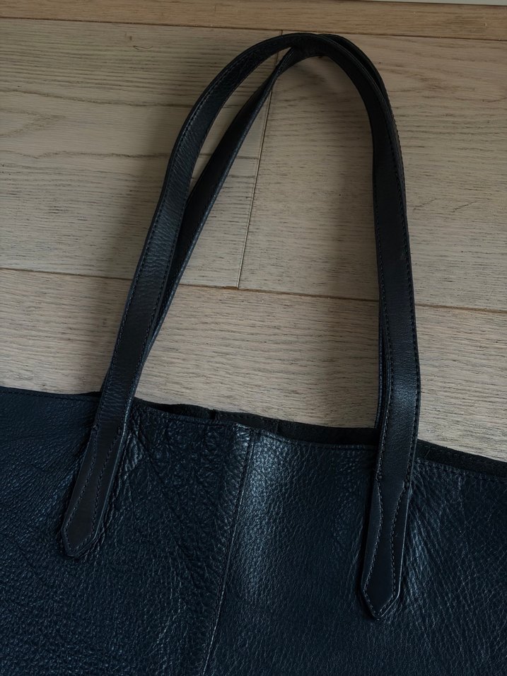 Mango Gerçek Deri Siyah Tote Çanta - Görsel 3