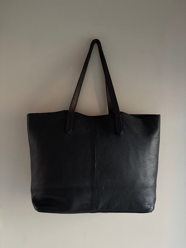 Mango Gerçek Deri Siyah Tote Çanta - Görsel 2