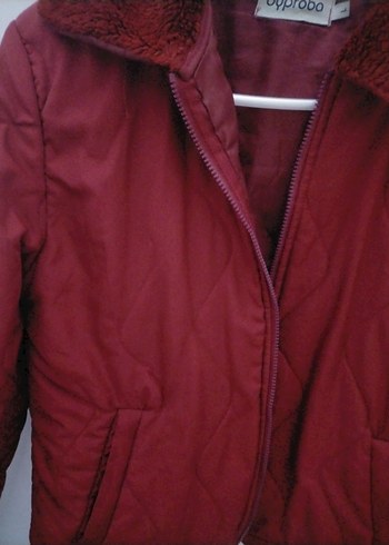 Bordo Fermuarlı Kadın Mont - Görsel 4