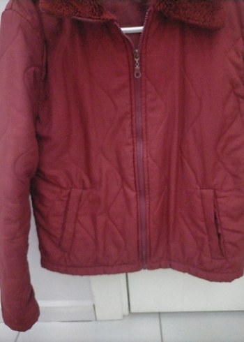 Bordo Fermuarlı Kadın Mont - Görsel 8