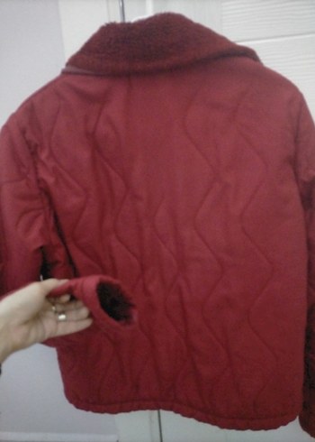 Bordo Fermuarlı Kadın Mont - Görsel 6