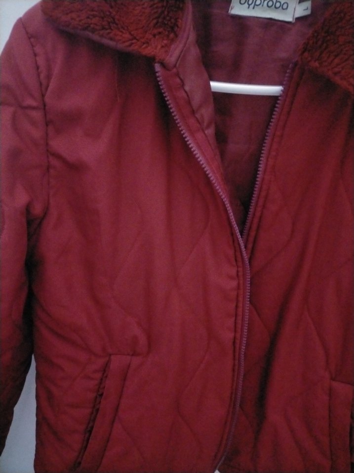 Bordo Fermuarlı Kadın Mont - Görsel 4