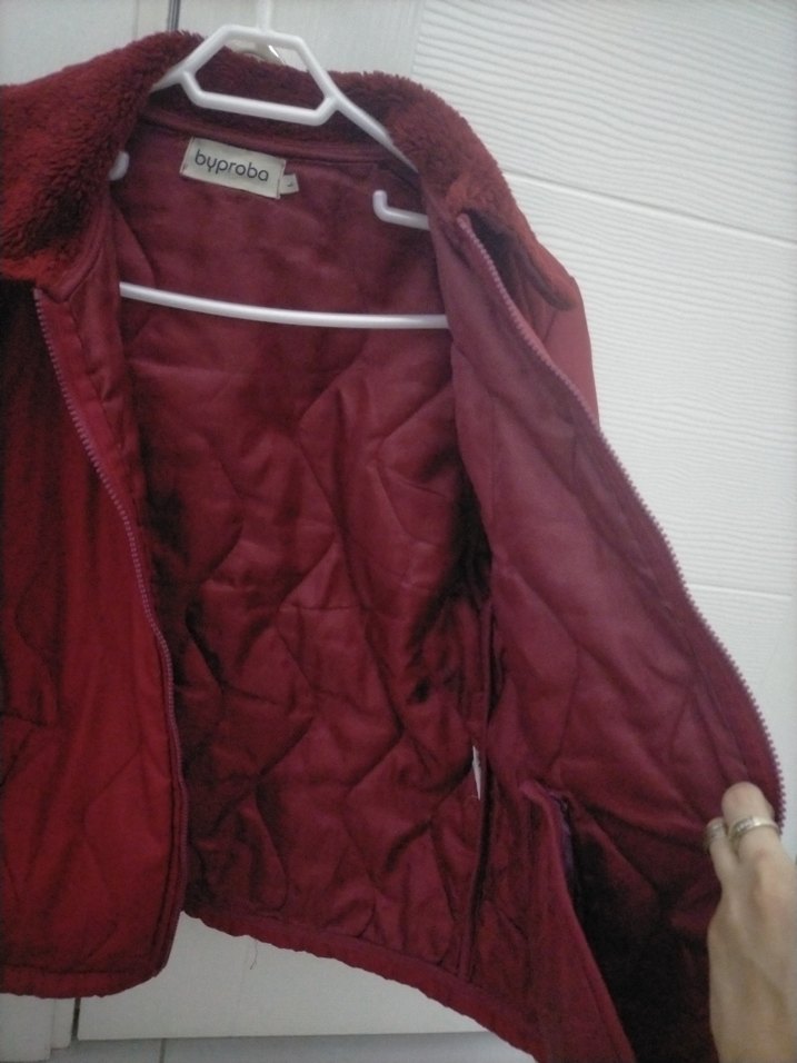 Bordo Fermuarlı Kadın Mont - Görsel 3