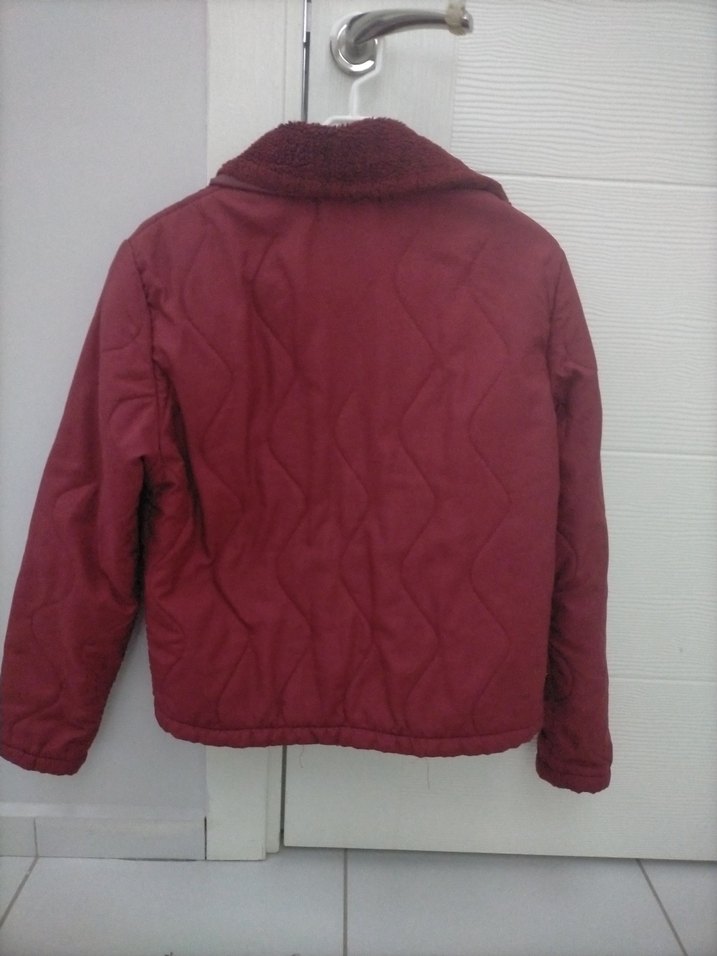 Bordo Fermuarlı Kadın Mont - Görsel 5