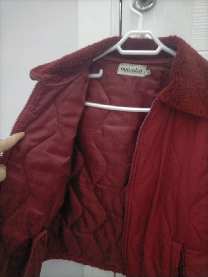 Bordo Fermuarlı Kadın Mont - Görsel 2