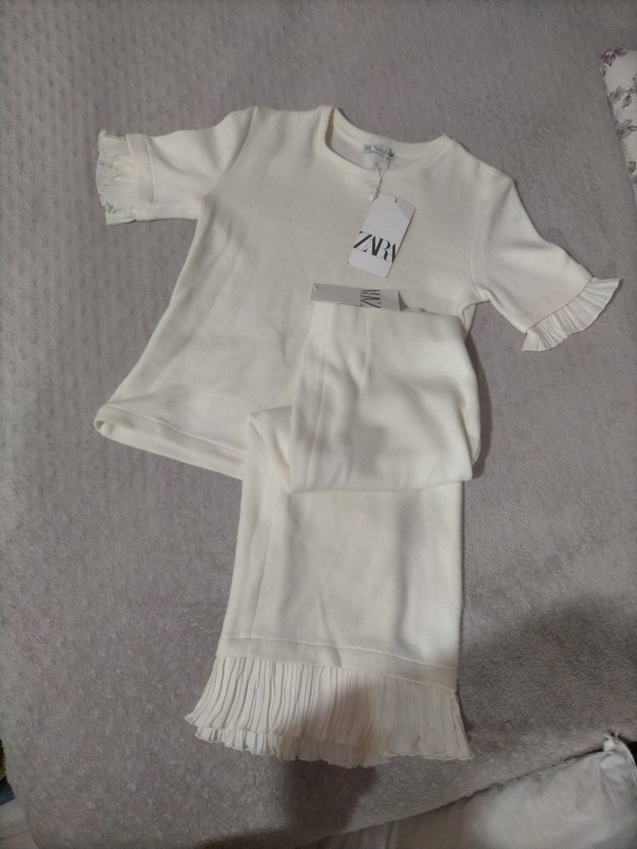 zara Piliseli Midi Keten Kadın Triko Elbise - Görsel 2