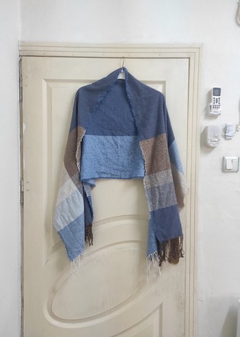 Bohem Tarzı Mavi kahve Kadın Şal atkı - Görsel 2