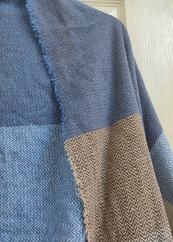 Bohem Tarzı Mavi kahve Kadın Şal atkı - Görsel 3