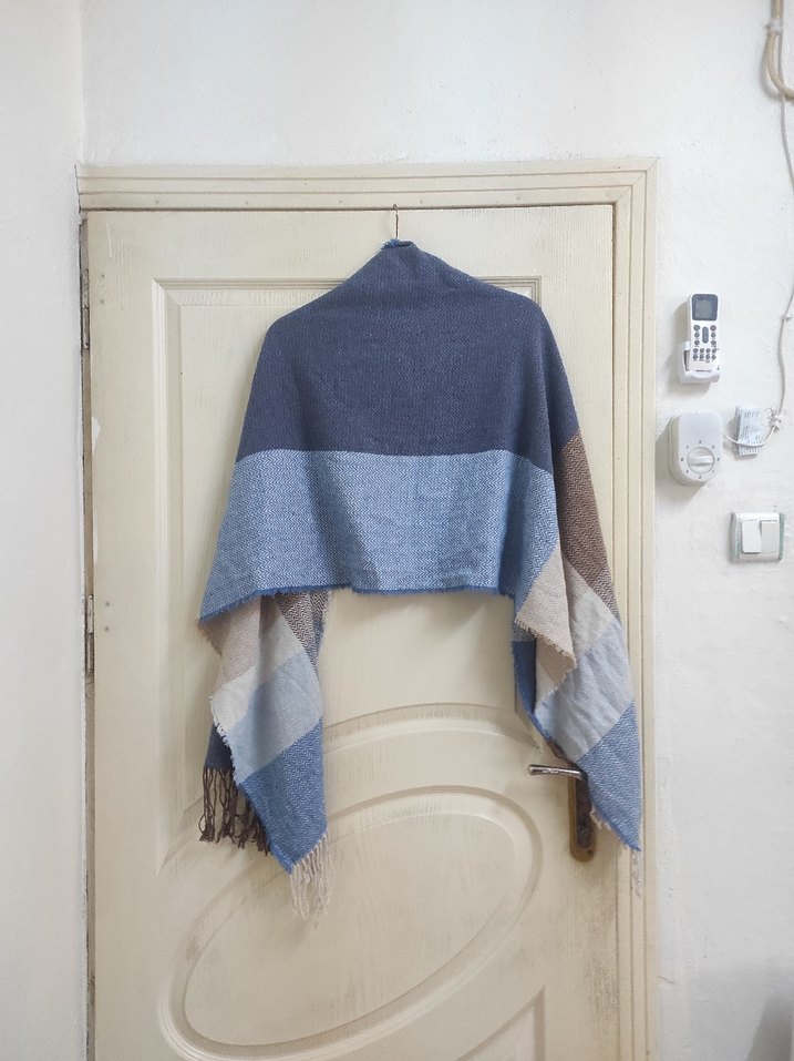 Bohem Tarzı Mavi kahve Kadın Şal atkı - Görsel 4