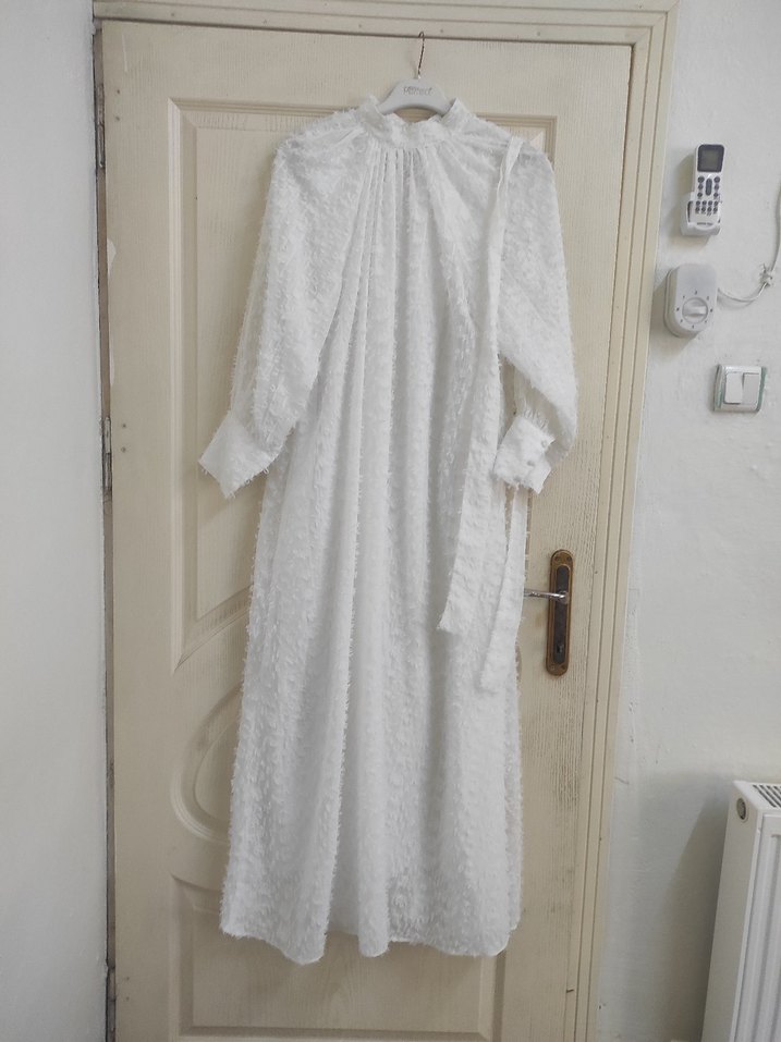 Beyaz Uzun nikah elbisesi - Görsel 4