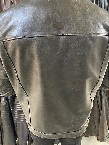 xl Beden gri Renk Hakiki Deri Mont