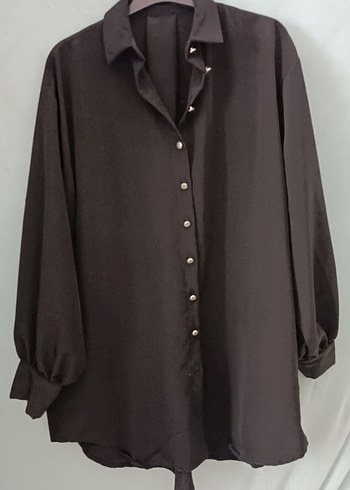 Siyah Düğmeli Uzun Kollu Gömlek - Görsel 5