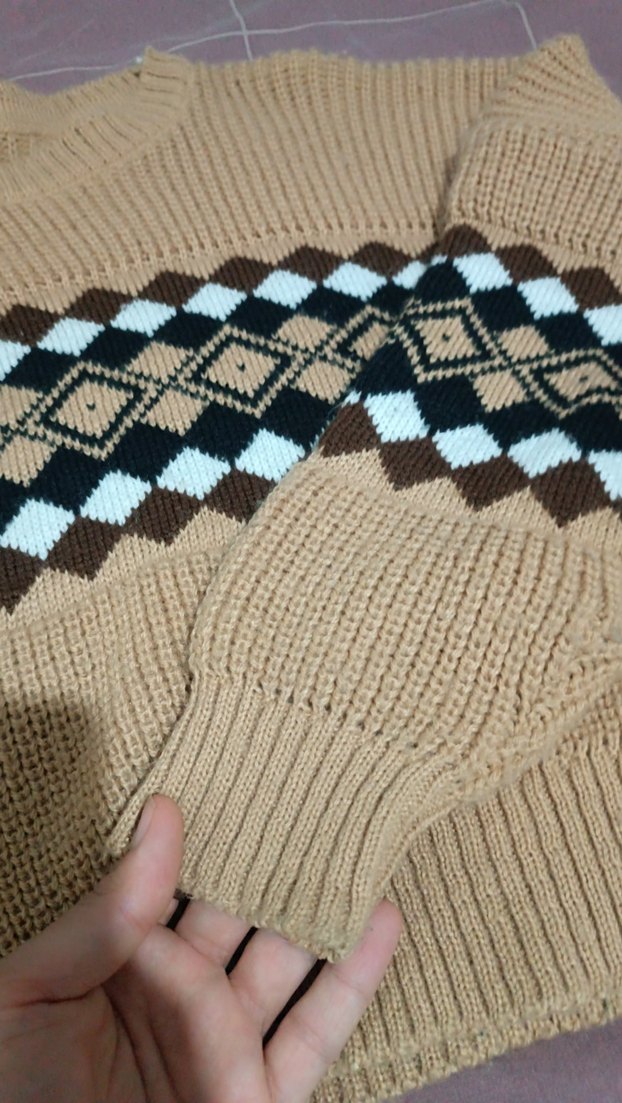 Bohem Tarz Kahverengi Örgü crop Kadın Kazak - Görsel 3