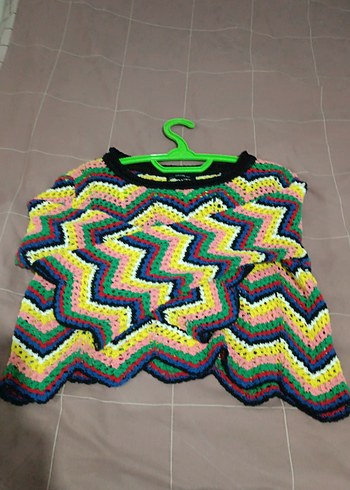 Renkli Batik Desenli Örgü Kadın Kazak - Görsel 3